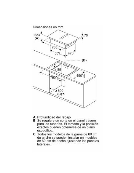 Vitroceramica Flex-induccion+extractor Balay 3EBC989MH