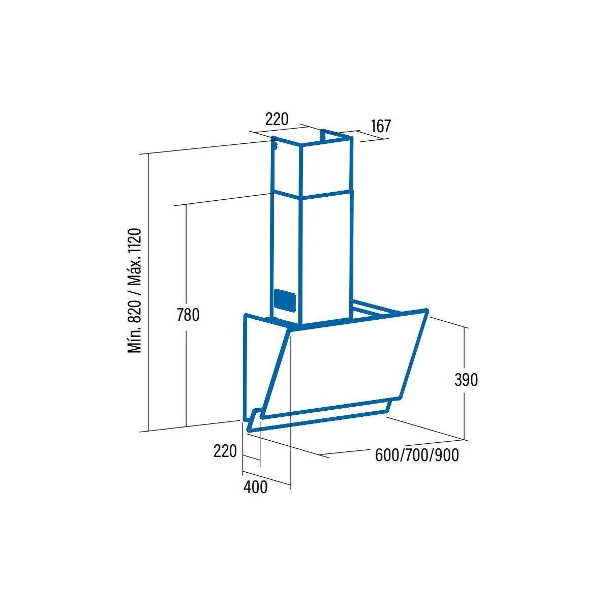 Campana decorativa vertical Cata JUNO900XGWH - 3