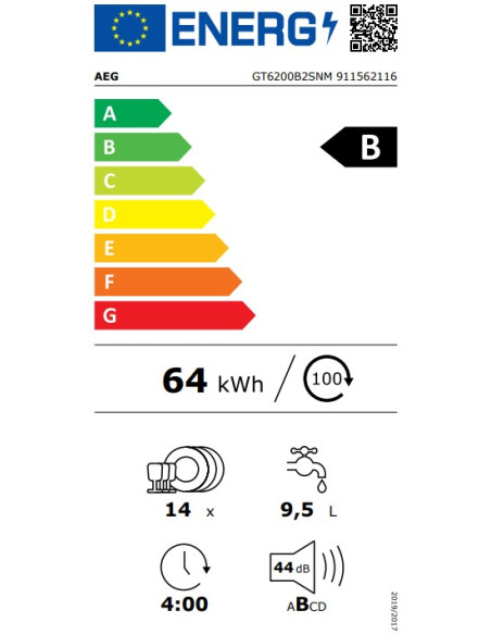 Lavavajillas 60 INT Aeg GT6200B2SNM