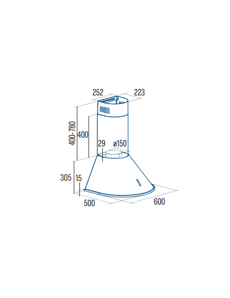 Campana decorativa piramidal Cata QA7760BK