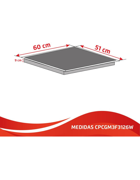 Encimera gas indep. Corbero CPCGM3F3126W