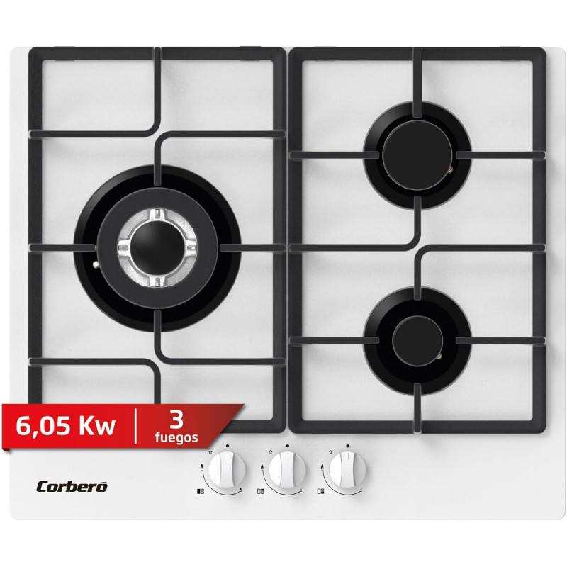 Encimera gas indep. Corbero CPCGM3F3126W