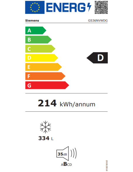 Congelador vertical NF Siemens GS36NVWDG