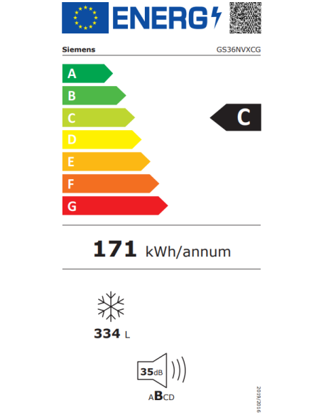 Congelador vertical NF Siemens GS36NVXCG